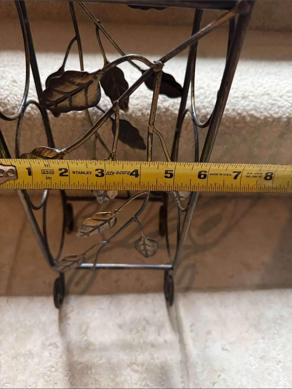 Vintage Wrought Iron 3-Bottle Wine Rack Caddy Holder with Handle